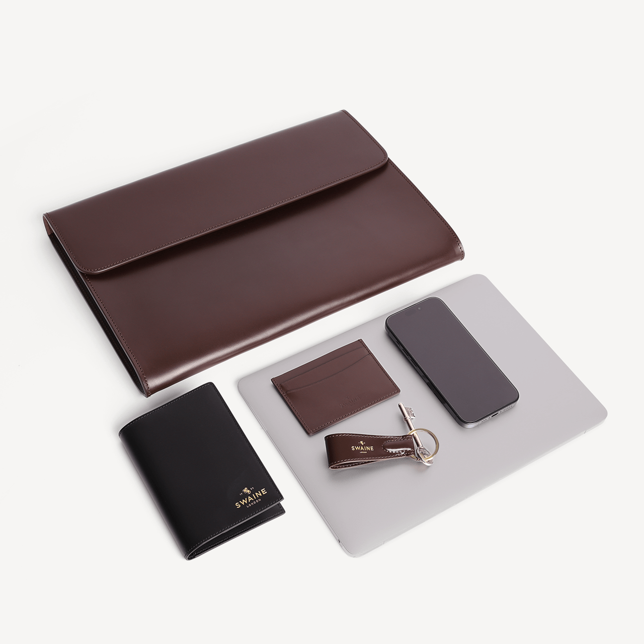 Eton Document Holder - Havana with Beige suede lining - Swaine