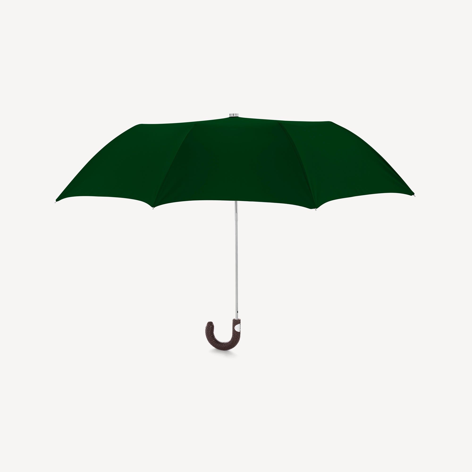 Collapsible Umbrella with Braided Leather Handle - Forest - Swaine
