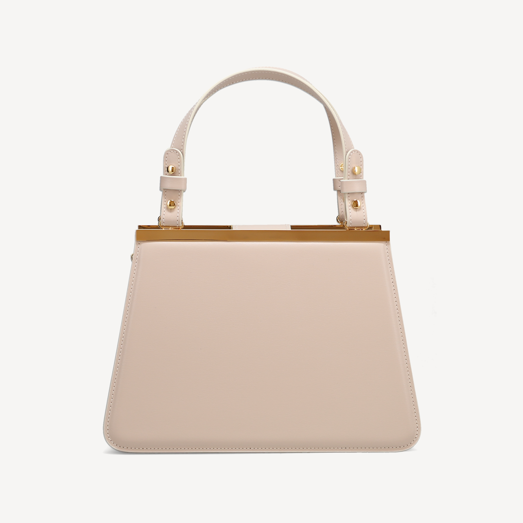 Margot Handbag - Beige Calf (Dusty Pink Alcantara/Polished Brass)