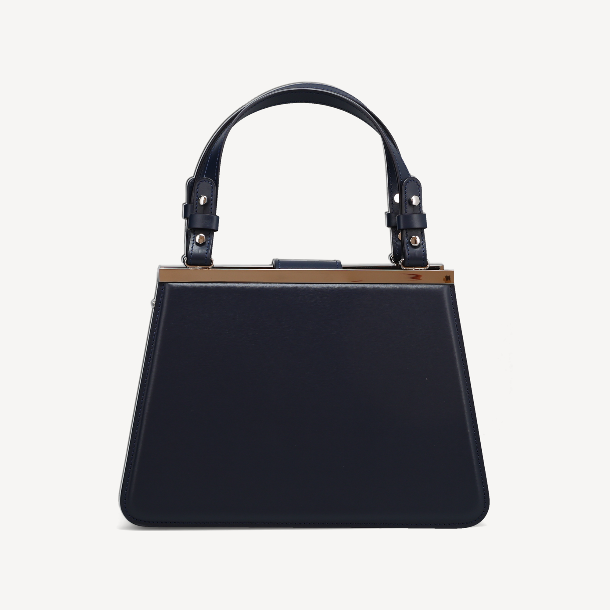 Margot Handbag - Navy Calf (Praline Alcantara/Polished Palladium)