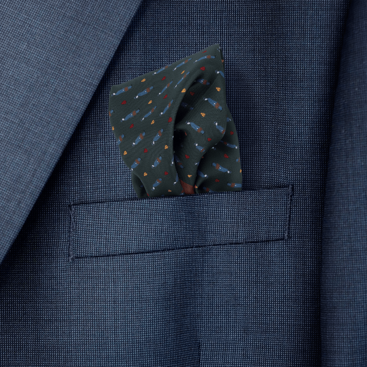 Silk Pocket Illustration - Dark Green with Briefcase - Swaine Group Ltd