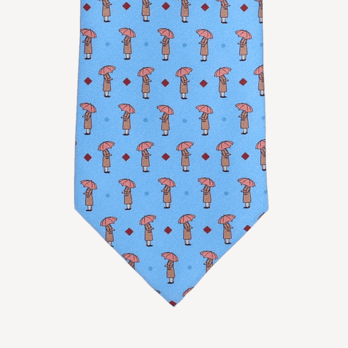 Silk Tie - Light Blue with Umbrella - Swaine Group Ltd