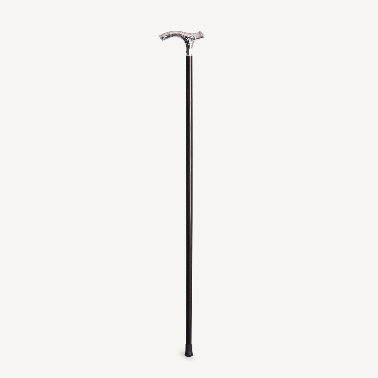 Dress Cane with Ornate Crutch Handle - Ebony Wood and Silver Hardware - Swaine Group Ltd