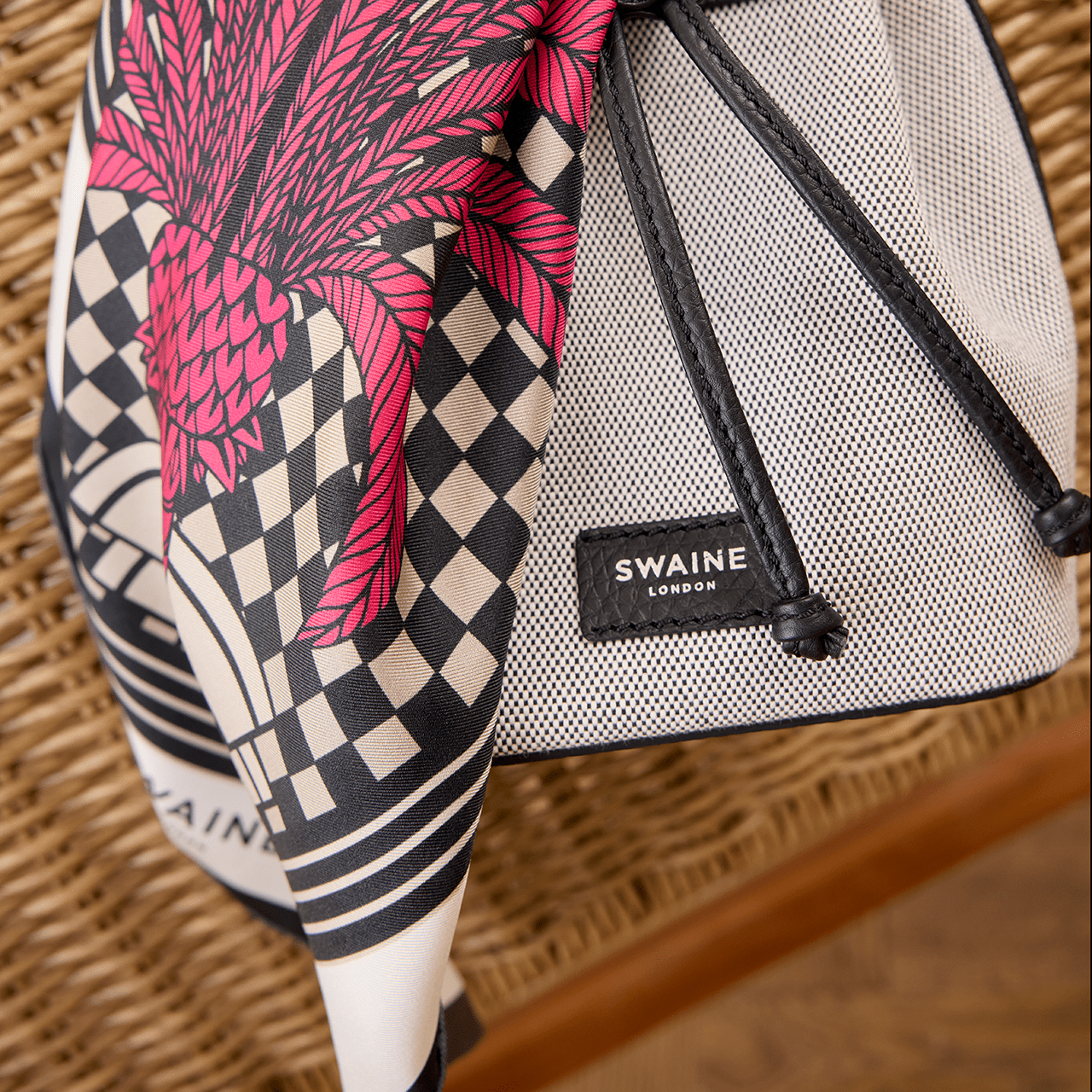 Palm Tree Silk Scarf - Fuchsia - Swaine Group Ltd