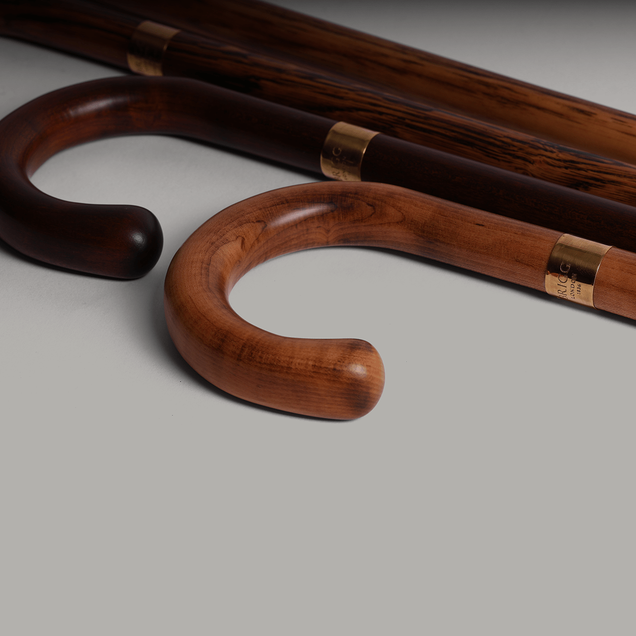 Stripped Cherry Walking Stick - Gold Collar - Swaine Group Ltd
