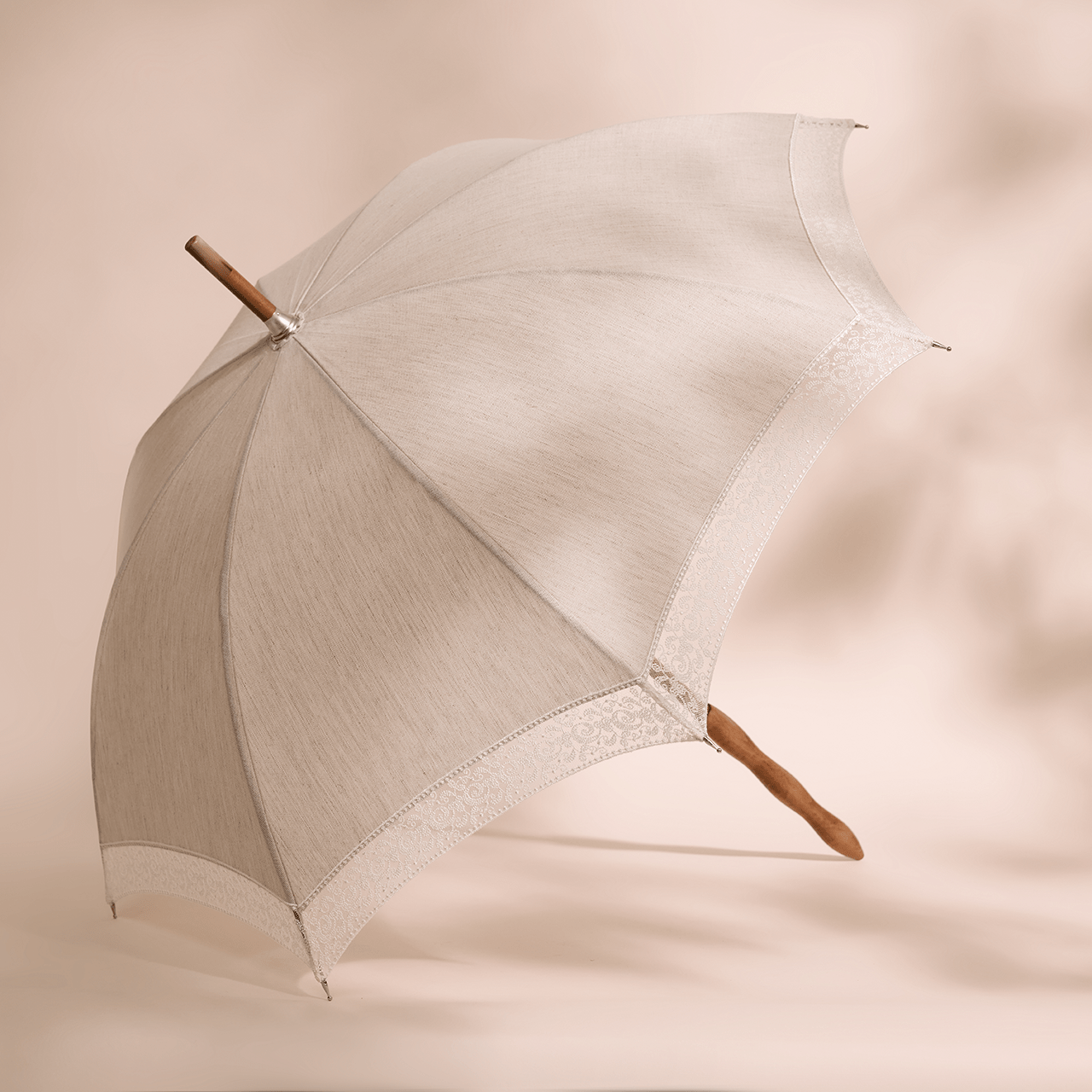 Lace Trim Parasol - Fawn - Swaine Group Ltd