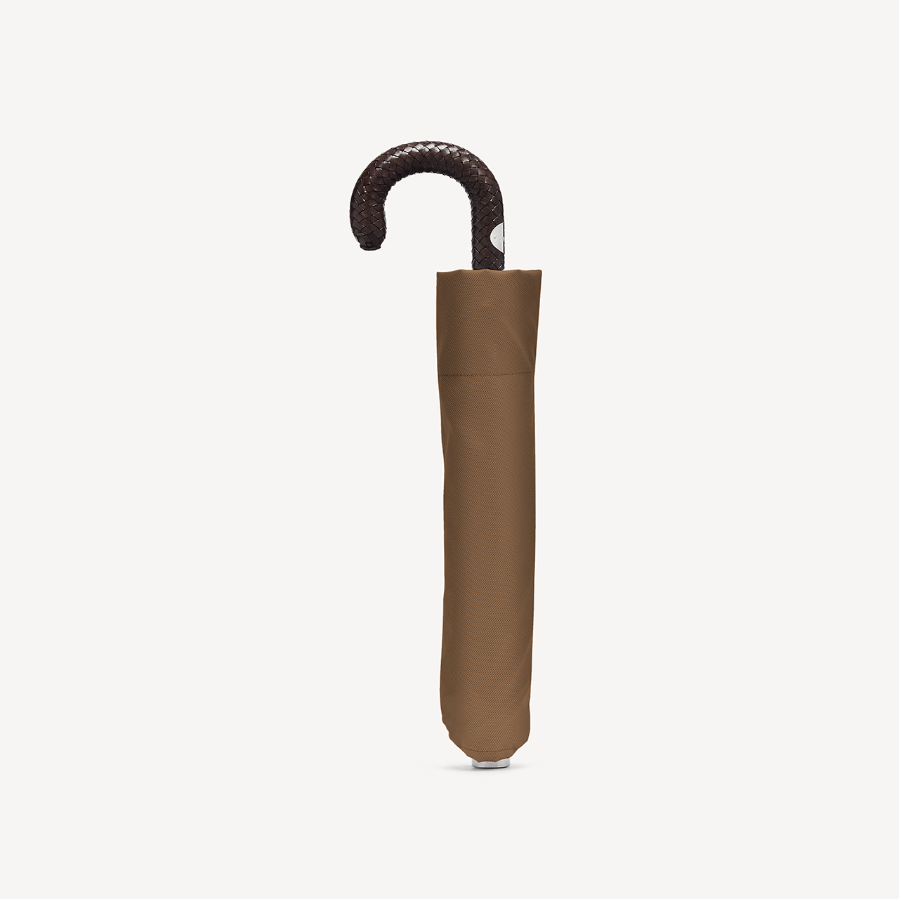 Collapsible Umbrella with Braided Leather Handle - Champagne - Swaine