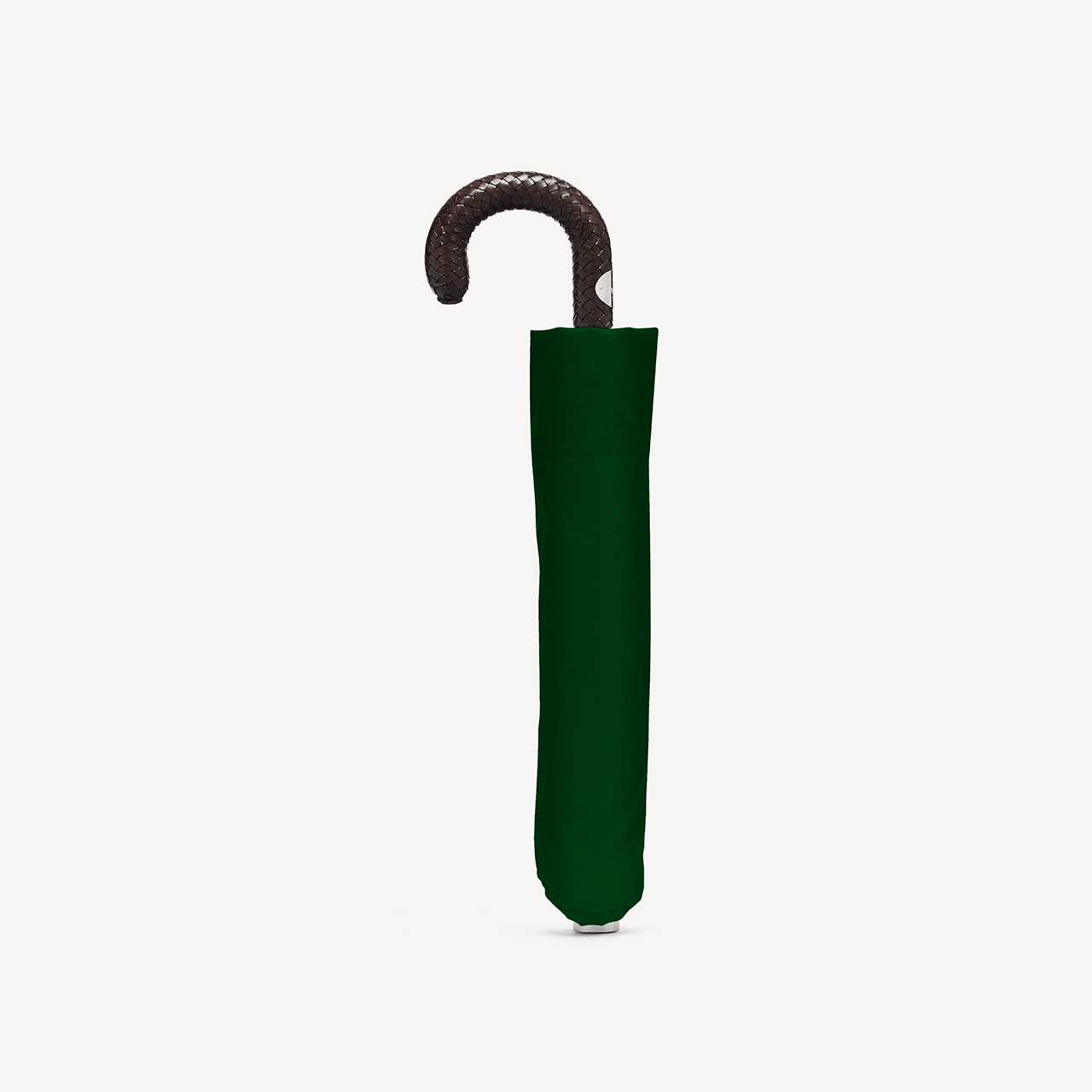 Collapsible Umbrella with Braided Leather Handle - Forest - Swaine