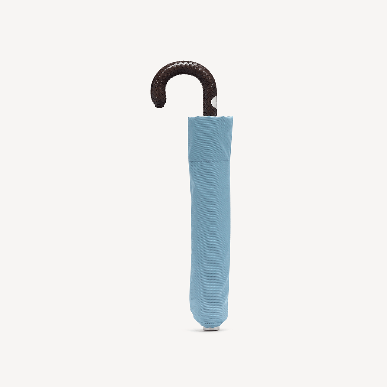 Collapsible Umbrella with Braided Leather Handle - Light Blue - Swaine