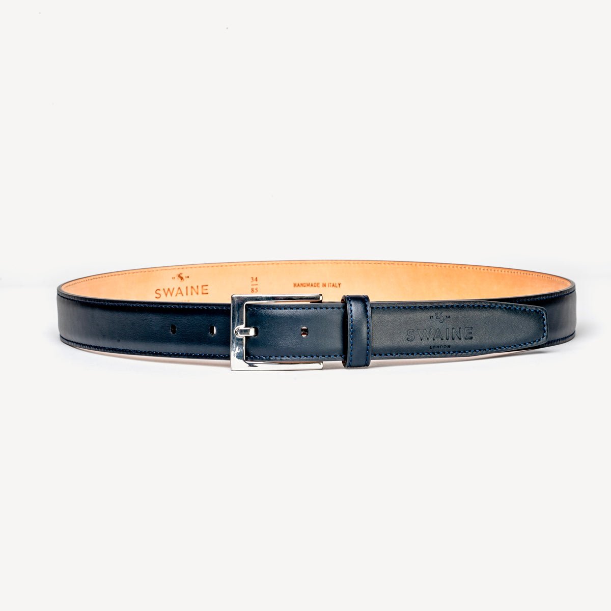 Men's Leather Belt - Navy - Swaine