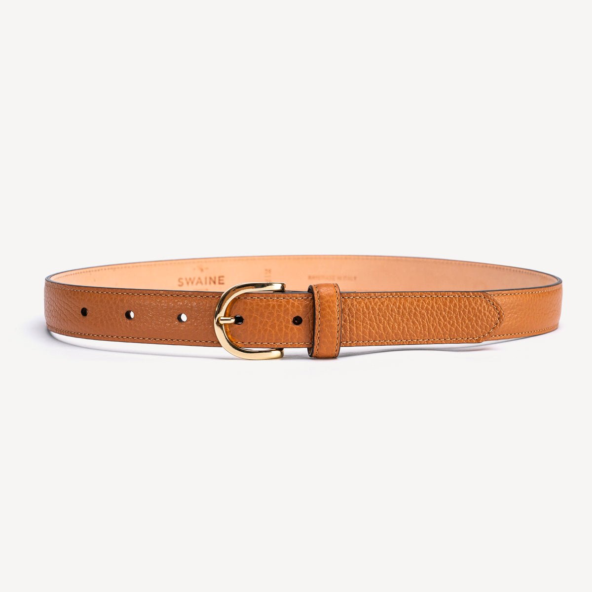 Women's Belt with Round Buckle - Tobacco - Swaine