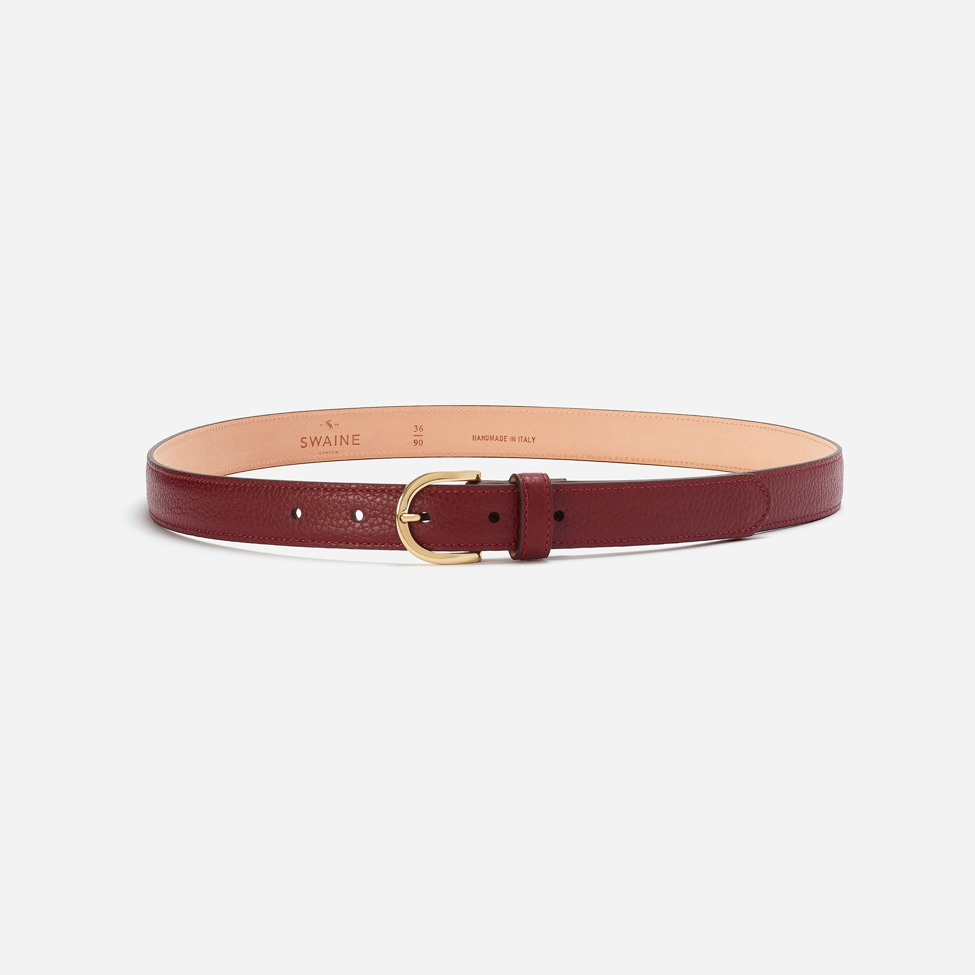 Women's Belt with Round Buckle - Burgundy - Swaine