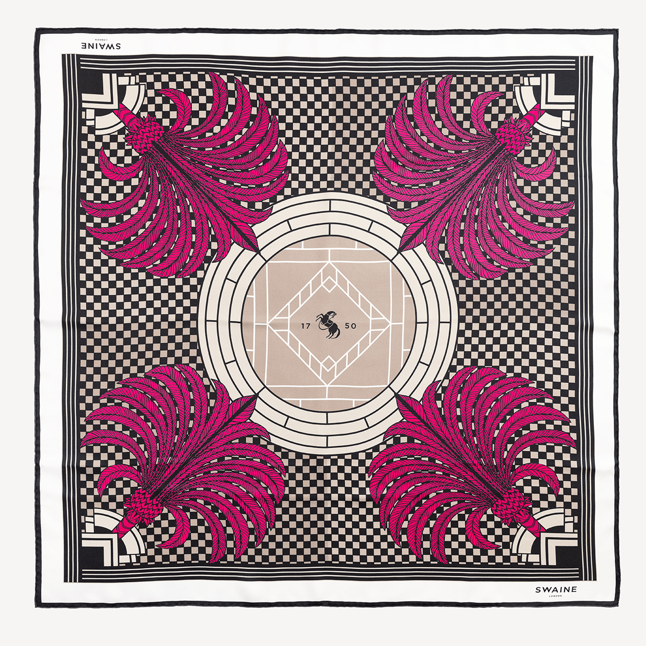 Palm Tree Silk Scarf - Fuschia - Swaine