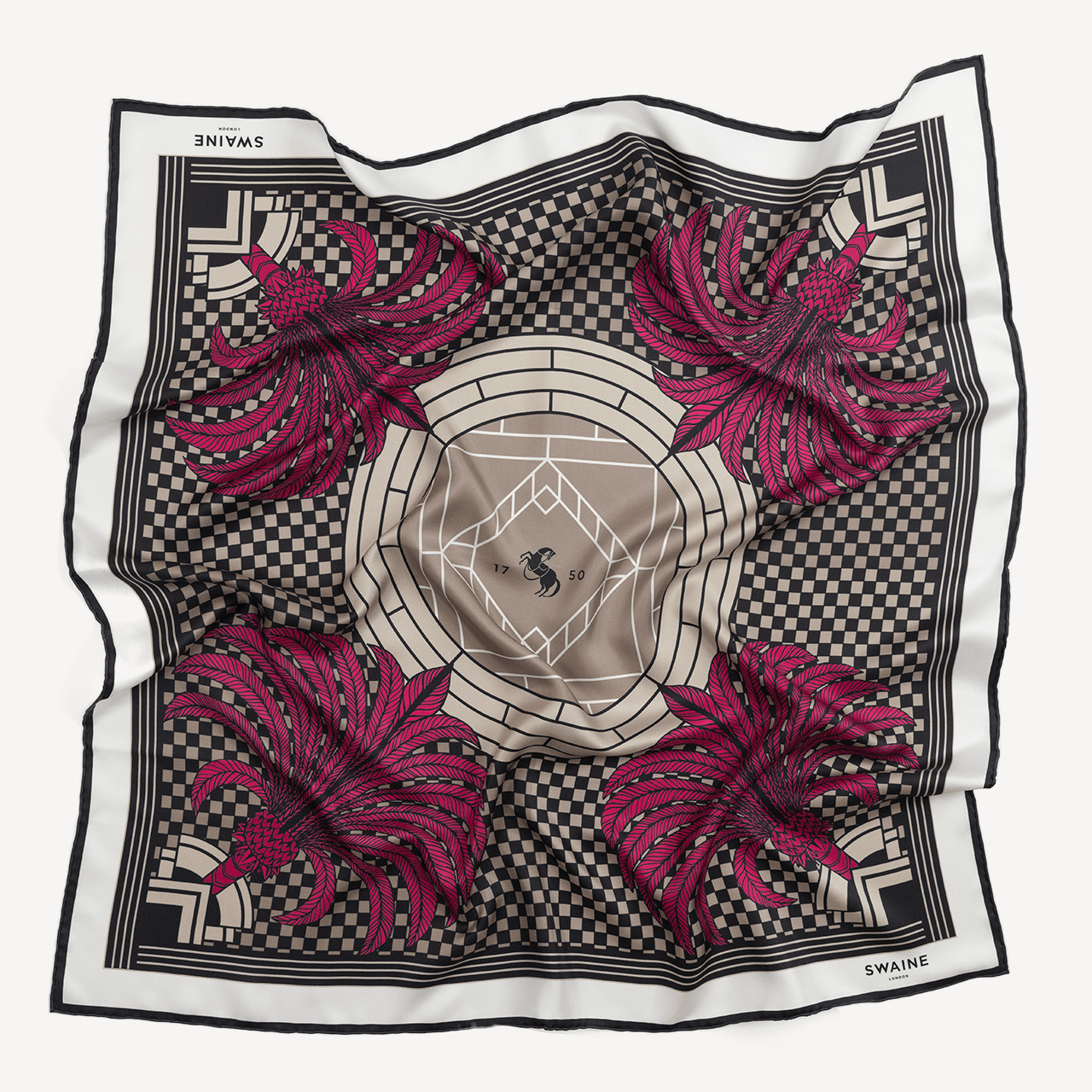 Palm Tree Silk Scarf - Fuschia - Swaine