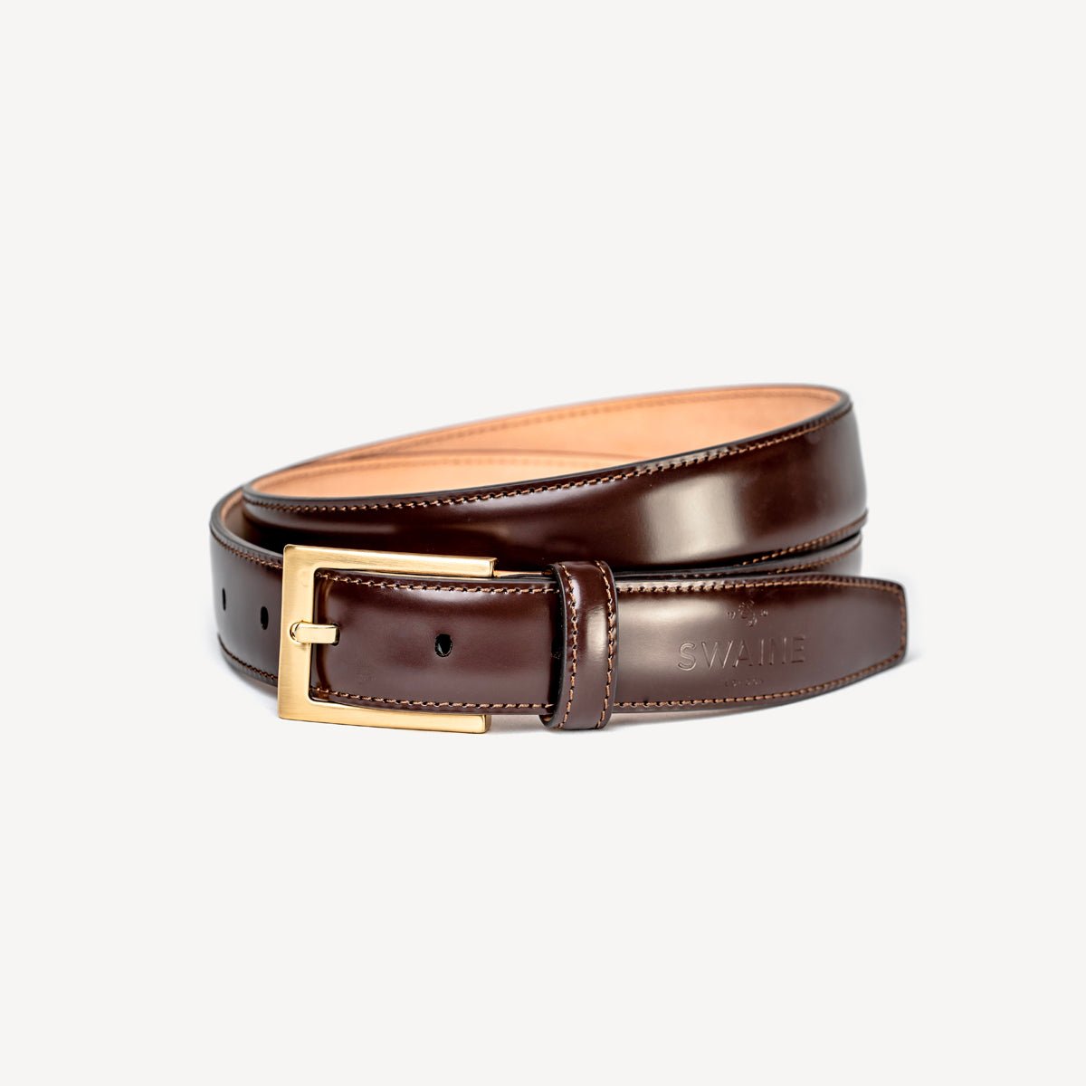 Men's Leather Belt - Brown - Swaine